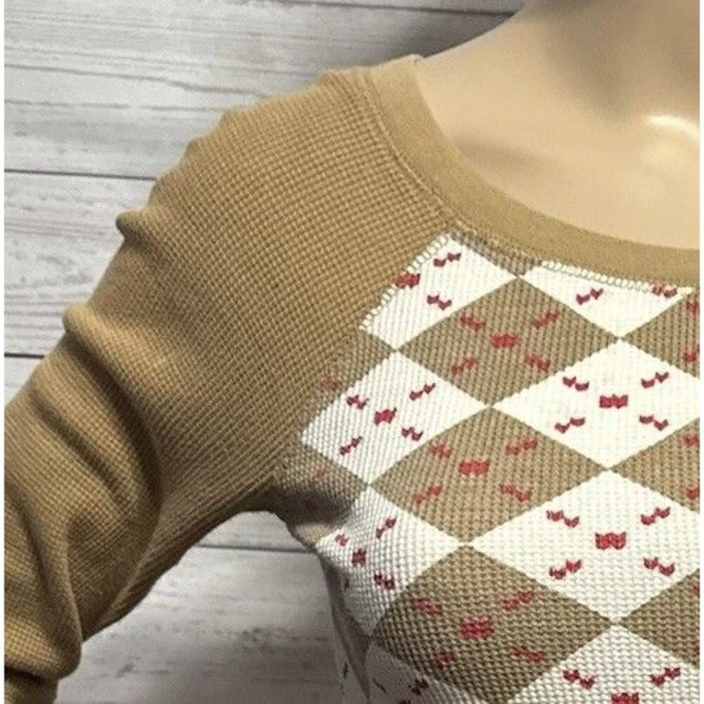 XXI Argyle Thermal Raglan Top - Picture 3 of 13